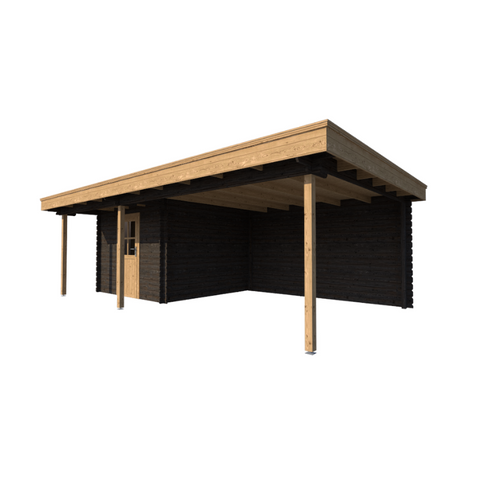 Image of TUINHUIS BRUSSEL: ZWART + EIKEN - PLAT DAK