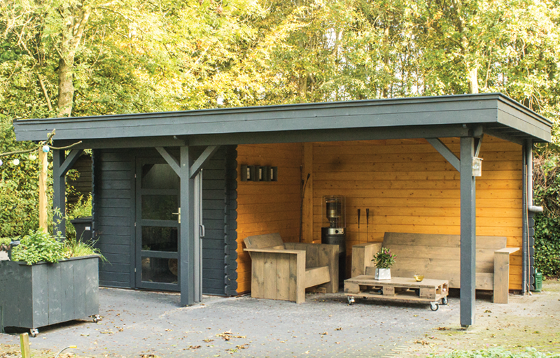 TUINHUIS BRUSSEL: BRUIN + WIT - PLAT DAK